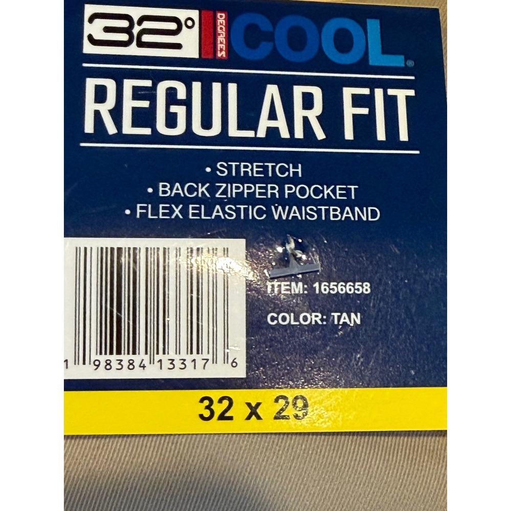 NWT‎ 32 Degrees Cool Mens Regular Fit Stretch Pants Tan 32x29 Flex Waist Classic